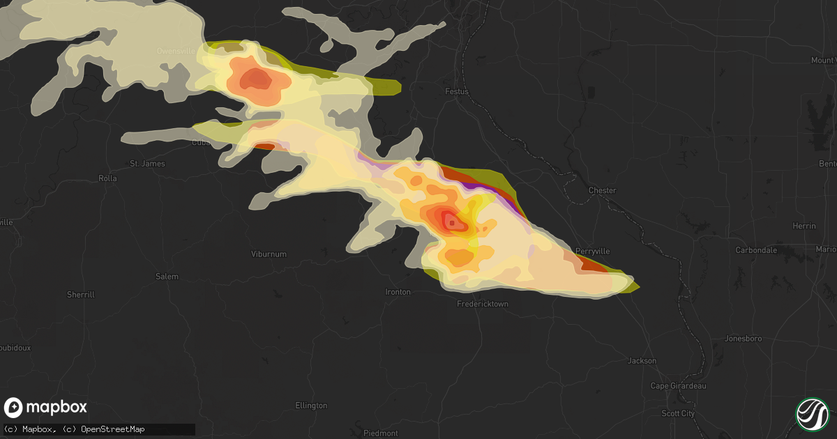 Hail map in Park Hills, MO on April 8, 2015