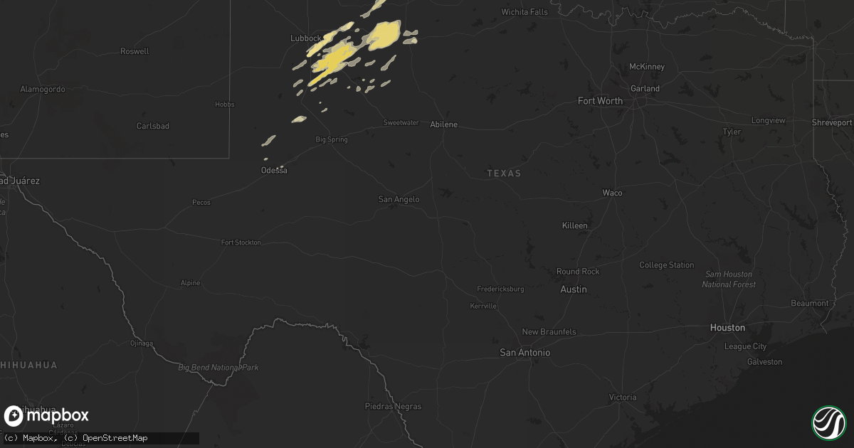 Hail map in Texas on April 8, 2015
