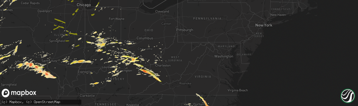 Hail map in West Virginia on April 8, 2015