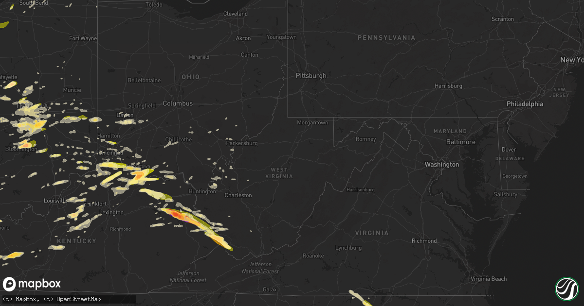 Hail map in West Virginia on April 8, 2015