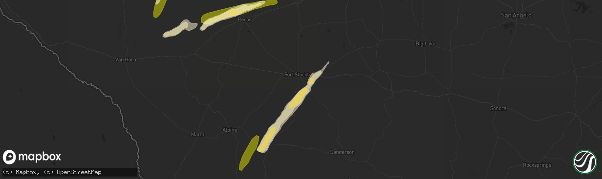 Hail map in Fort Stockton, TX on April 8, 2016
