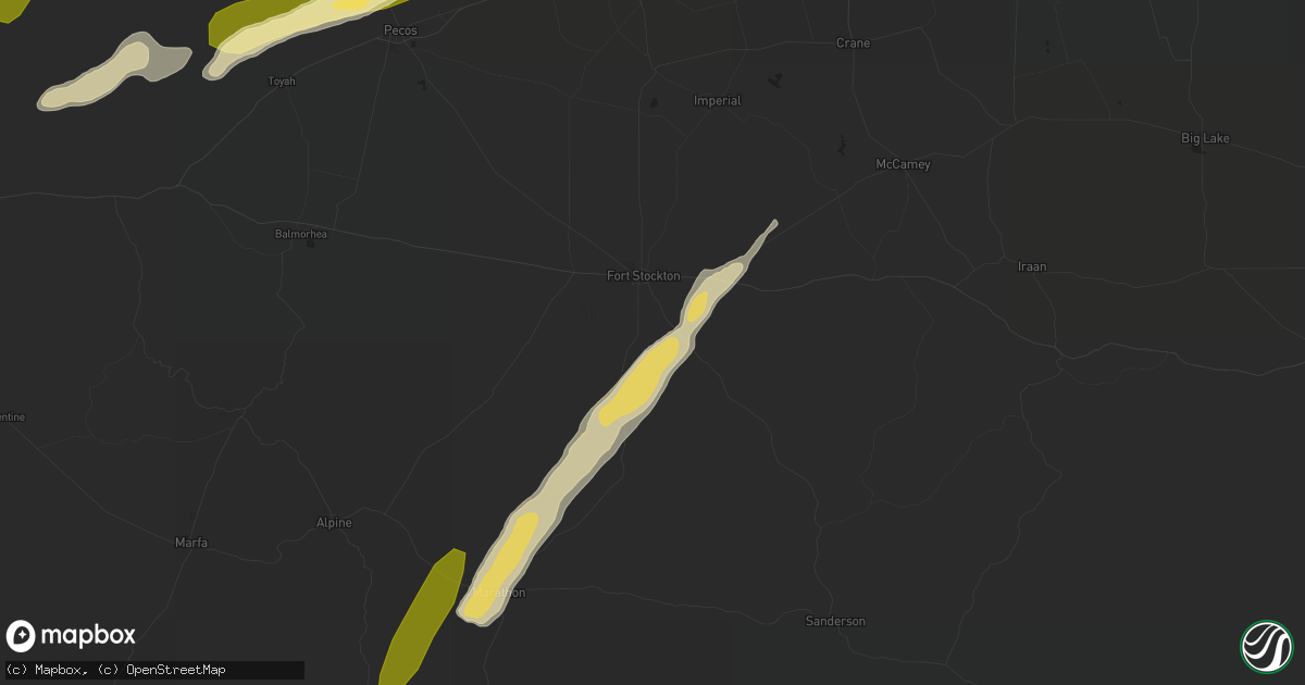 Hail map in Fort Stockton, TX on April 8, 2016