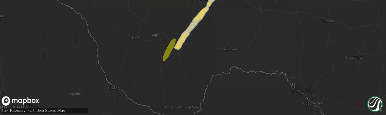 Hail map in Marathon, TX on April 8, 2016