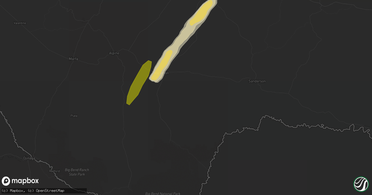 Hail map in Marathon, TX on April 8, 2016