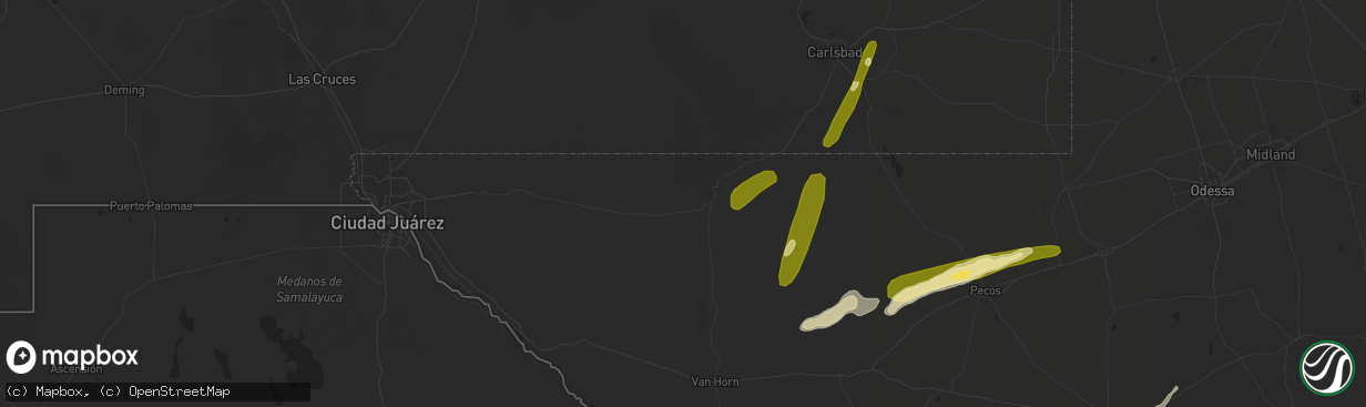 Hail map in Salt Flat, TX on April 8, 2016