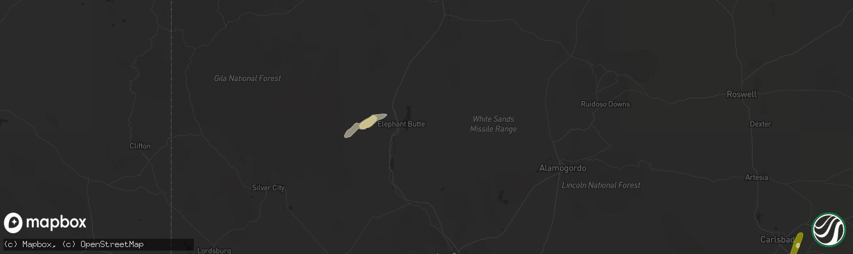 Hail map in Truth Or Consequences, NM on April 8, 2016