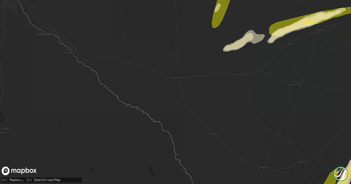 Hail map in Van Horn, TX on April 8, 2016