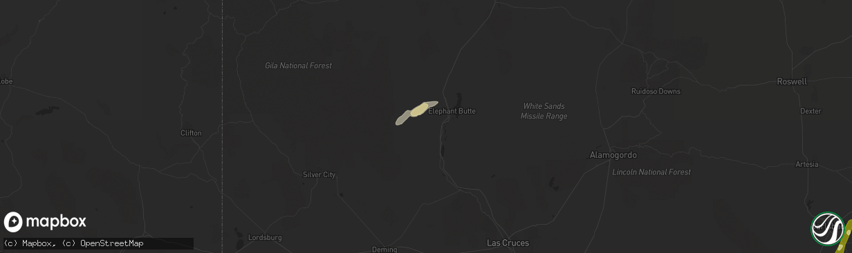 Hail map in Williamsburg, NM on April 8, 2016