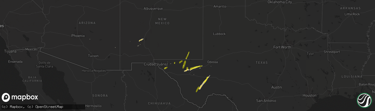 Hail map on April 8, 2016