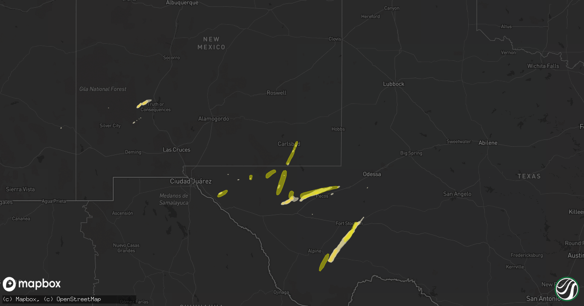 Hail map on April 8, 2016