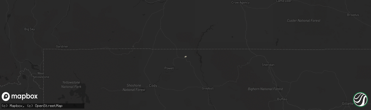 Hail map in Cowley, WY on April 8, 2017