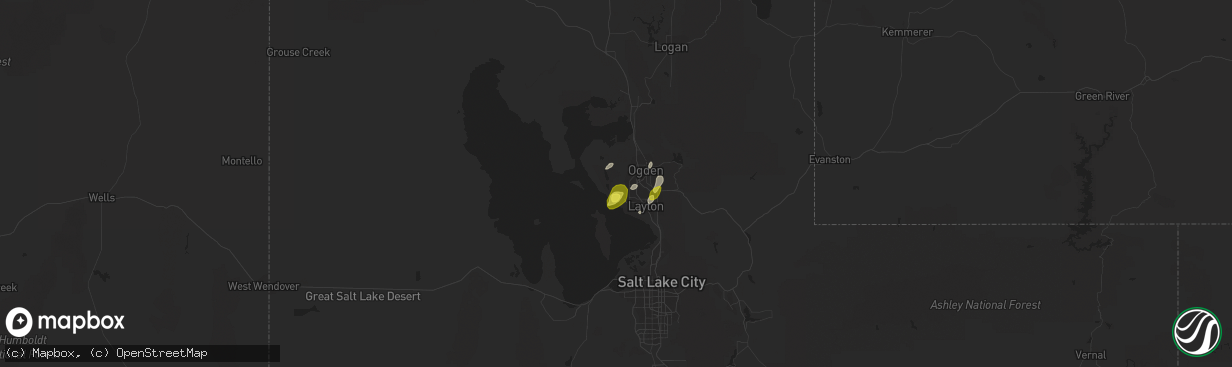 Hail map in Hooper, UT on April 8, 2017