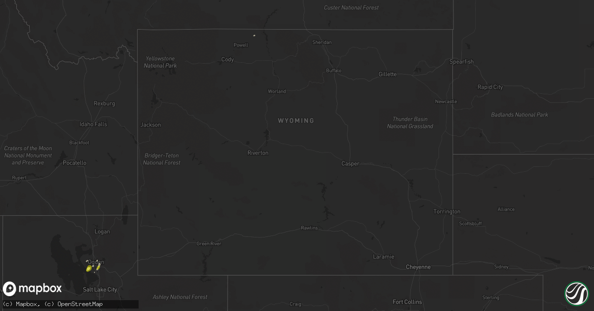 Hail map in Wyoming on April 8, 2017