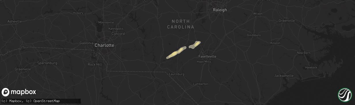 Hail map in Aberdeen, NC on April 8, 2019