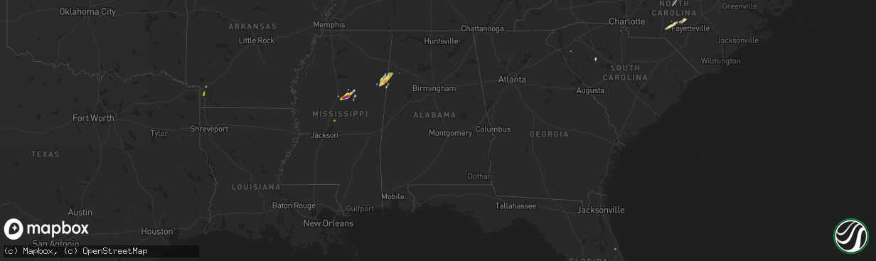 Hail map in Alabama on April 8, 2019