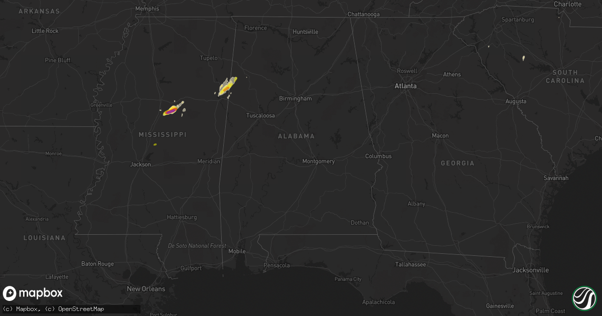 Hail map in Alabama on April 8, 2019