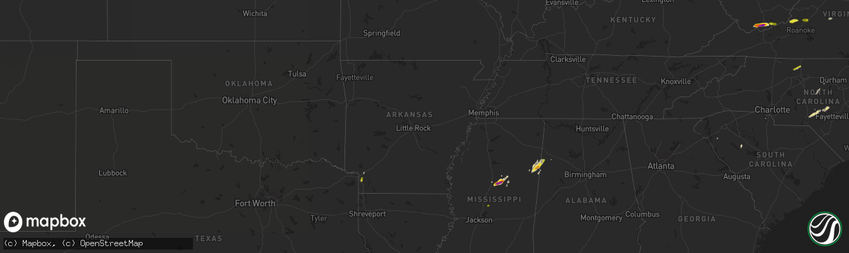 Hail map in Arkansas on April 8, 2019