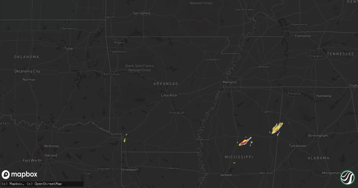 Hail map in Arkansas on April 8, 2019