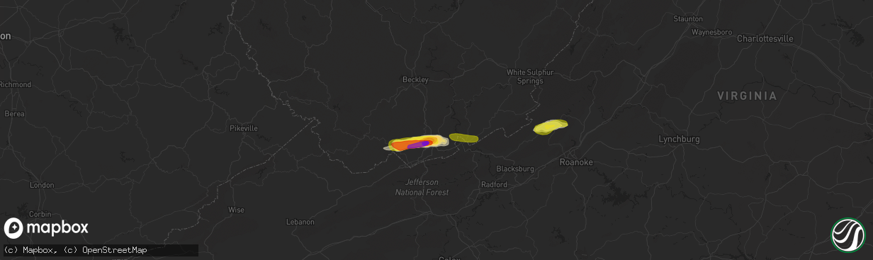 Hail map in Athens, WV on April 8, 2019