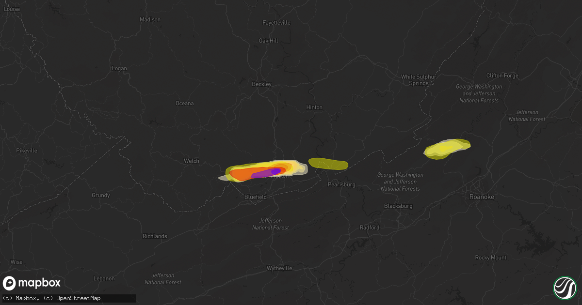 Hail map in Athens, WV on April 8, 2019