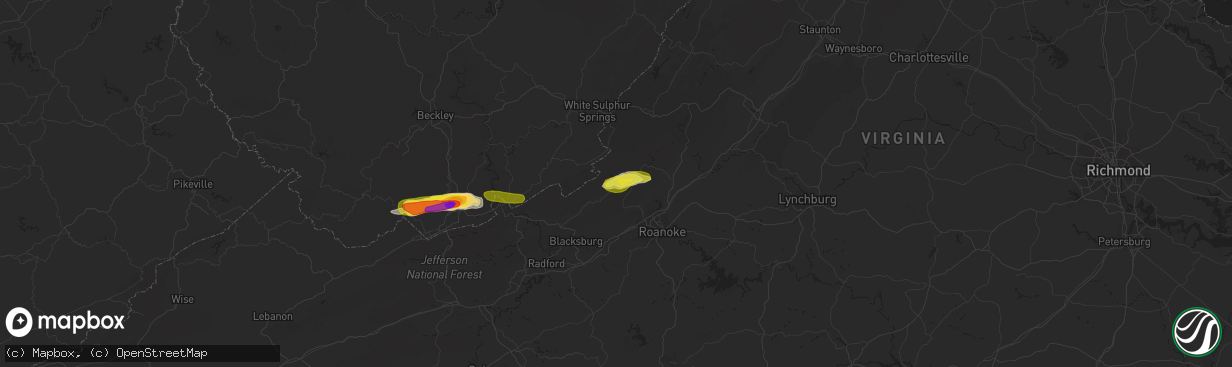 Hail map in New Castle, VA on April 8, 2019