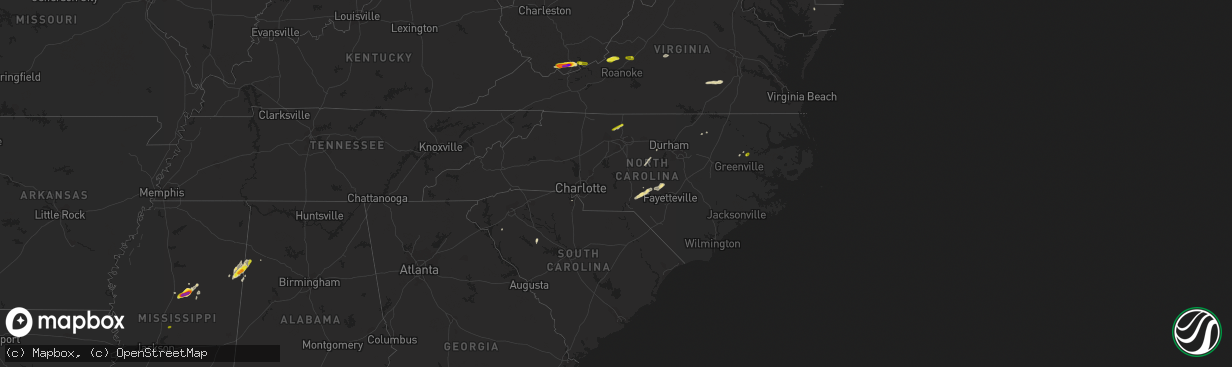 Hail map in North Carolina on April 8, 2019