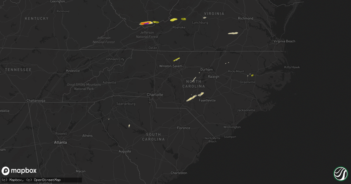 Hail map in North Carolina on April 8, 2019