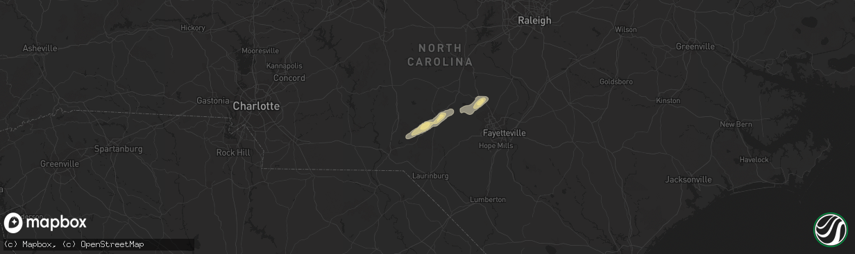 Hail map in Pinebluff, NC on April 8, 2019