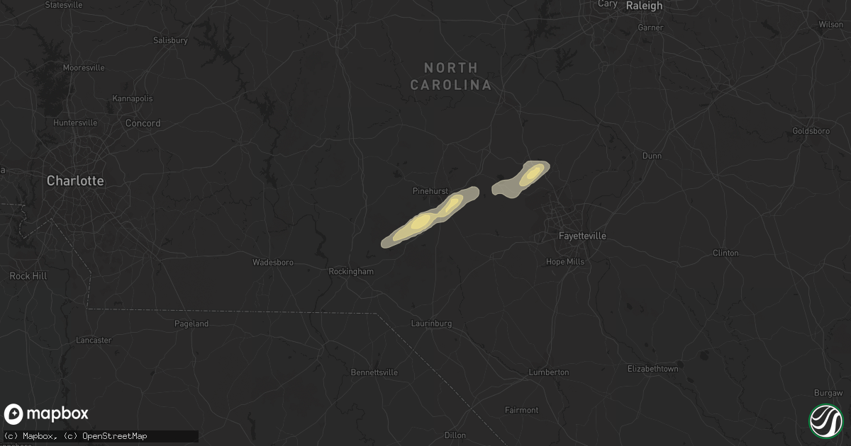 Hail map in Pinebluff, NC on April 8, 2019