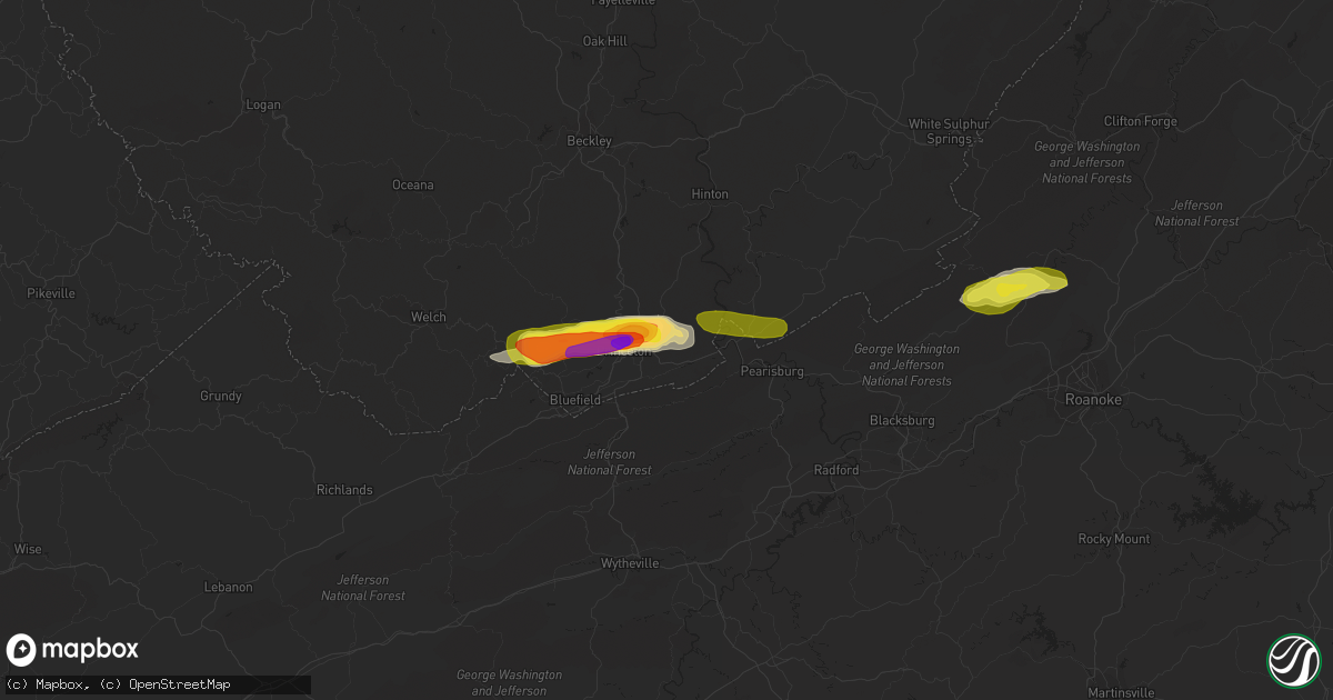 Hail map in Princeton, WV on April 8, 2019