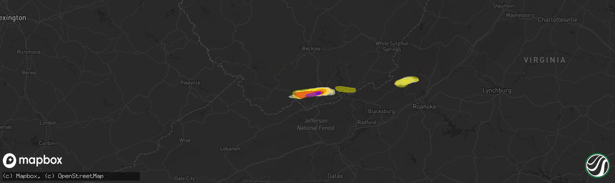 Hail map in Rock, WV on April 8, 2019