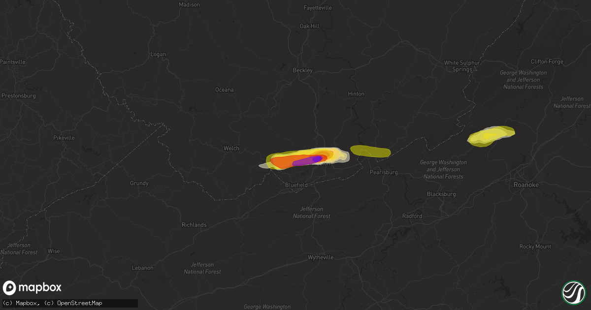 Hail map in Rock, WV on April 8, 2019