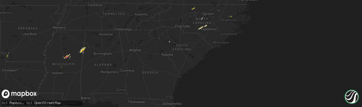 Hail map in South Carolina on April 8, 2019