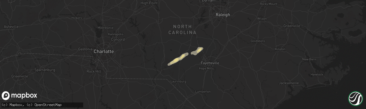 Hail map in Southern Pines, NC on April 8, 2019