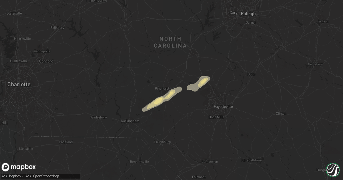 Hail map in Southern Pines, NC on April 8, 2019