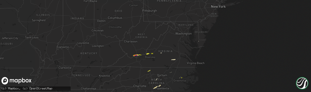 Hail map in Virginia on April 8, 2019