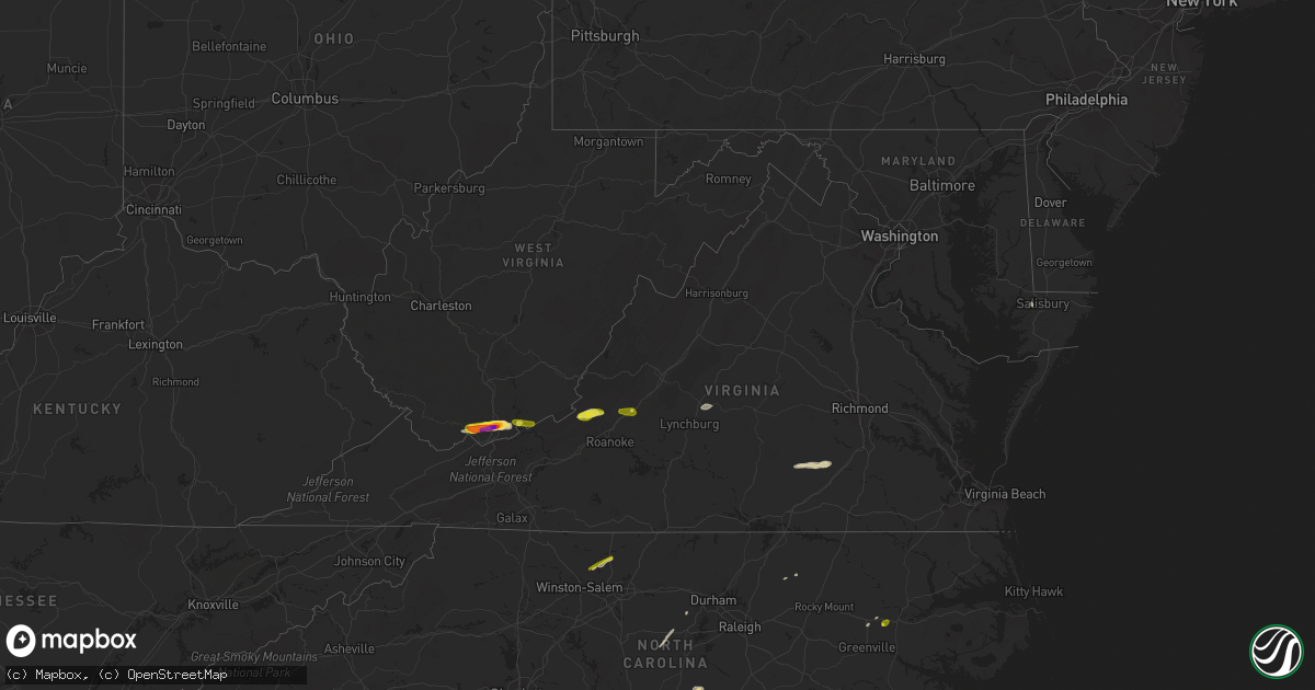 Hail map in Virginia on April 8, 2019