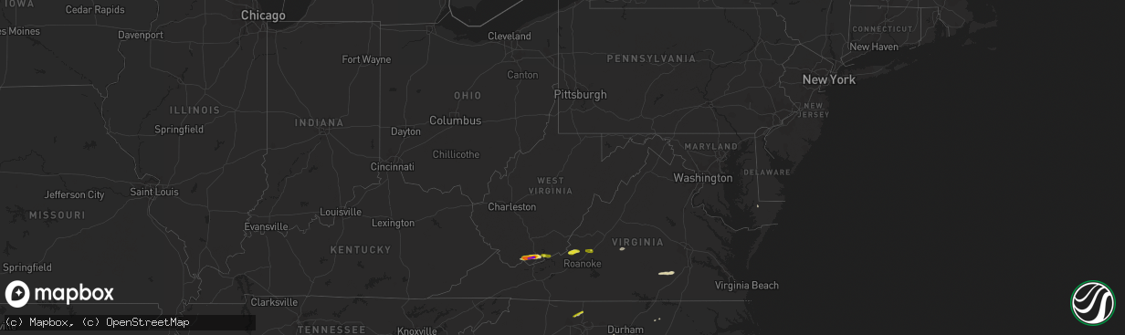 Hail map in West Virginia on April 8, 2019