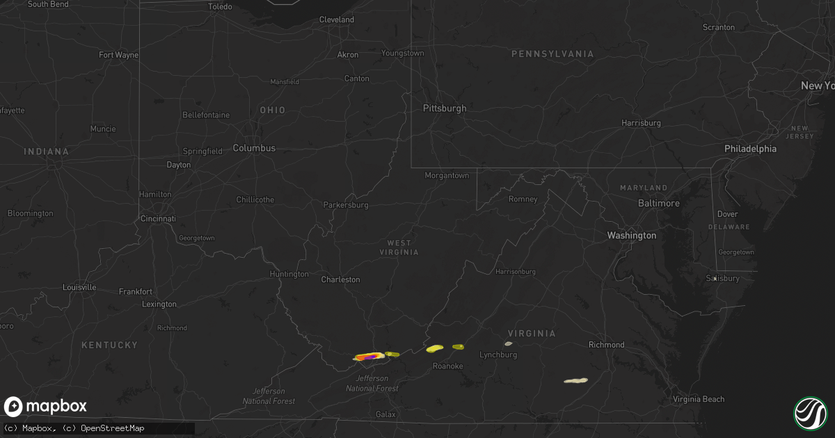 Hail map in West Virginia on April 8, 2019