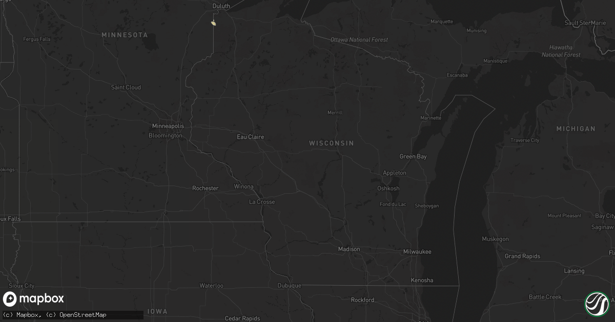 Hail map in Wisconsin on April 8, 2019
