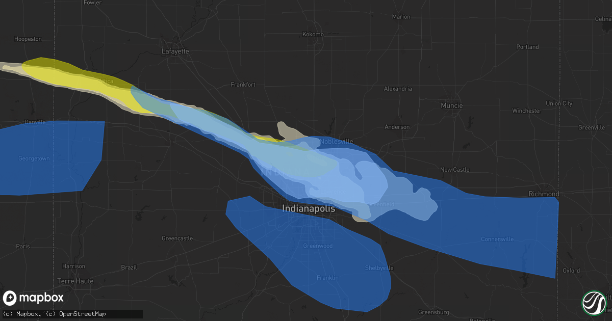Hail map in Carmel, IN on April 8, 2020