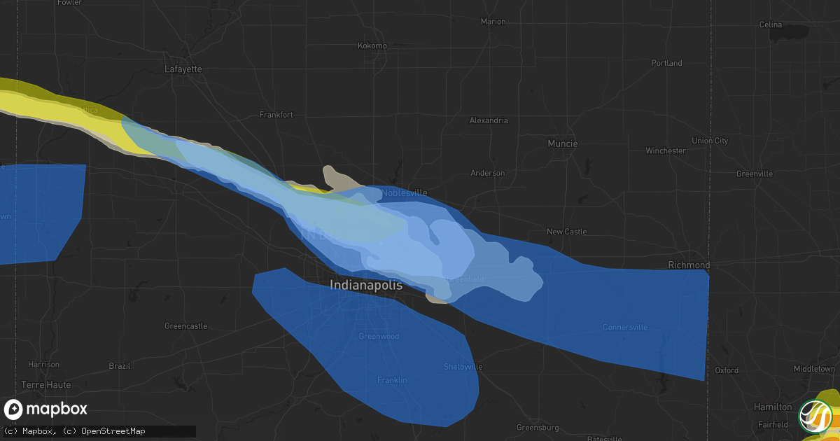 Hail map in Fishers, IN on April 8, 2020