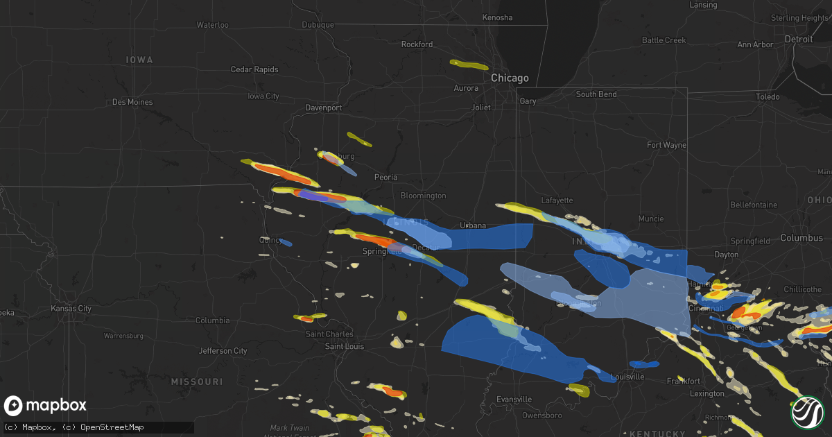 Hail map in Illinois on April 8, 2020
