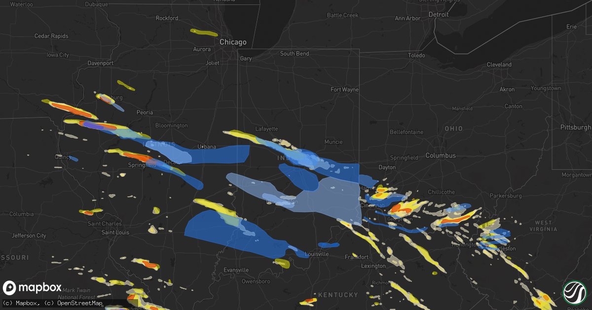 Hail map in Indiana on April 8, 2020