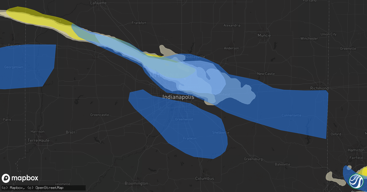 Hail map in Indianapolis, IN on April 8, 2020