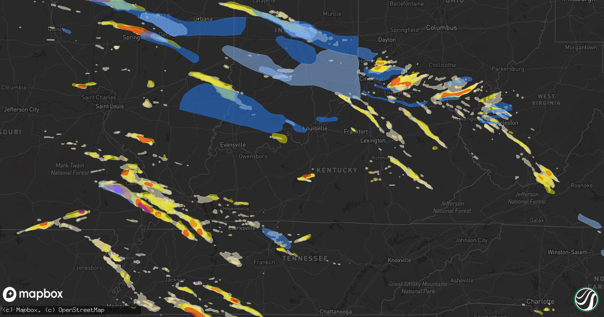 Hail map in Kentucky on April 8, 2020
