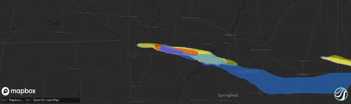 Hail map in Macomb, IL on April 8, 2020