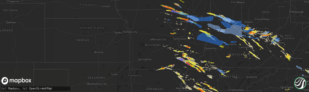 Hail map in Missouri on April 8, 2020