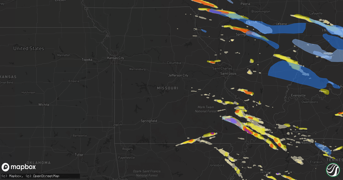 Hail map in Missouri on April 8, 2020
