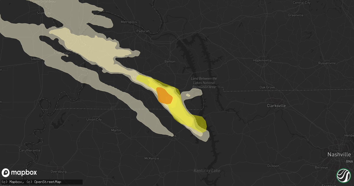 Hail map in Murray, KY on April 8, 2020